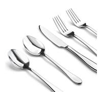 SilouC Modern and Sturdy 40-Piece Stainless Steel Flatware Set for 8 People | Includes 8 Table Knives, Forks, Spoons, Salad Forks and Teaspoons.
