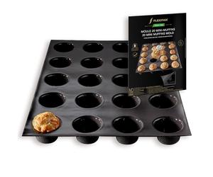 Silpat Flexipan Mini Muffin Pan - The Original Nonstick Mini Cupcake Mold Made in France Since 1965 - Trusted by World-Class Chefs - Certified Food Safe Flexipan® Technology (20 Mini Muffins)