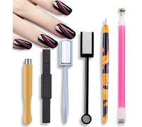 SILPECWEE 6Pcs Cat Eye Nail Magnets for Nail Polish Pen and Nail Design Kit Magnetic Holder Nail Art Tools Nail Accessories