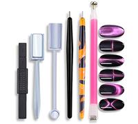 SILPECWEE 6Pcs Nail Art Magnetic Pen Set 3D Cat Eye Design Dual-Ended Magnet Wand Gel Nail Polish Magic Manicure DIY&Salon Tools