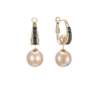 Silph Pearl Earrings, Vintage Double Sided Pearl Dangle Drop Earrings, Geometric Dangle Earrings with Zircon for Women, Copper, No Gemstone