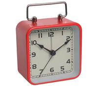 Silpio Alarm Clock Small Retro Desktop Red Metal Square Quartz | Top handle design makes it ideal for nightstands or hanging in a child's room as charming decor.