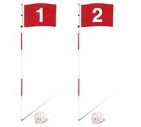 Silpio Golf Flagstick Set with Two Flag Kits for Backyard Green Training | Two flag kits with five-section poles and sturdy connectors, ideal for backyard green practice, red and white flags included