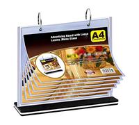 Silriku A4 Flip Table Menu Stand Multi-Page Table Card Rack Menu Display Stand Menu Holder Desk Menu Photo Album Picture Frame