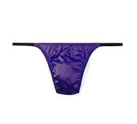 SilRiver Men's Silk Satin Thong Underwear, T-back G-string, Lila, L/XL