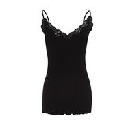 SilRiver Silk Knitted Women's Fancy Camisole Tank Top with Elegant Lace - Black -