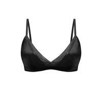 SilRiver Women Silk Padded Bralette Deep V Bra Wire Free Super Soft Comfortable for Sensitive Skin (Black, Large)