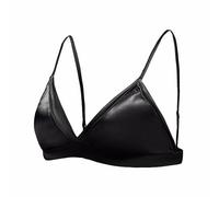 SilRiver Women Silk Padded Bralette Deep V Bra Wire Free Super Soft Comfortable for Sensitive Skin (Black, Small)