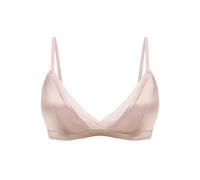 SilRiver Women Silk Padded Bralette Deep V Bra Wire Free Super Soft Comfortable for Sensitive Skin (Pink, Large)