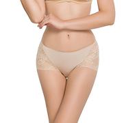 SilRiver Women's Real Silk Brief Panties Lace Trim Hipster, Nude, L