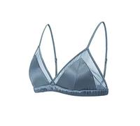 SilRiver Women's Satin Triangle Bralette Tops Silk Wirefree Bra mesh Cami Bra with Removable Pads, Stormy Sea, XL