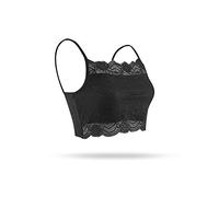 SilRiver Womens Silk Half Lace Cami Top Mini Camisole Bendeau for Lady Girls Bralette (Black, Large)