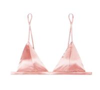 SilRiver Women's Silk Soft Cup Wireless Bra Triangle Bralette Top with Smooth Satin, Feminine and Functional Wire-Free Bra (for A-C Cups) (Large, Pink)