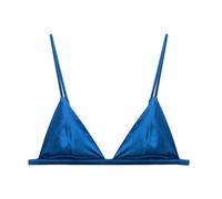 SilRiver Women's Silk Soft Cup Wireless Bra Triangle Bralette Top with Smooth Satin, Feminine and Functional Wire-Free Bra (for A-C Cups) (X-Large, Turkish Blue)