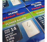 SILSTAR Match Team 24 (4 packs of 6) K67E - Wide Gape XTRA STRONG Barbless (Power Band Hair Rigs) Fishing Hooks - Available in size 10, 12, 14 and 16 (4 packs - 2 x size 14 and 16)