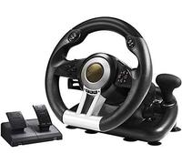 SilteD 180 Degree PC Racing Wheel, Universal USB Car Racing Game Steering Wheel with Pedal for Windows PC, PS3, PS4, X-One, Switch,Black