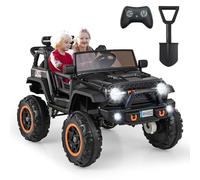 SilteD 24V Kids Ride on Truck, 2-Seater Battery-powered Ride On Car with Remote Control, Music, MP3, USB, 4 Motors Electric Vehicle Jeep for Boys Girls (Black)