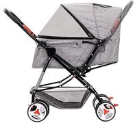 SilteD 4 Wheels Dog Strollers for Medium Small Dogs Clearance Reversible Push Handle Pet Stroller Cat/Dog Stroller Puppy & Kitten Carrier (Color : Gray)