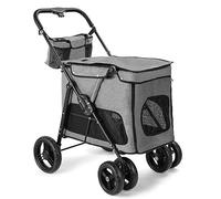 SilteD 4 Wheels Pet Large Dog Stroller for Medium Large Dogs Elderly Dog Pram Pushchair Cat Stroller Carriage Dog Strollers Travel Carrier for Cat,Dog and More (Color : Gr-ay)