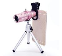SilteD Binoculars 12 Times Telephoto Mobile Phone Camera Telescope/High-Definition High-Definition Metal External Universal with Tripod/Pink