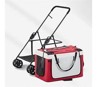 SilteD Breathable Dog Pram Pet Stroller Foldable Carrier Cart Dog Strollers for Small Dogs Clearance Lightweight Dog Stroller (Color : Red)