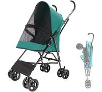 SilteD Breathable Dog Prams Pet Strollers Umbrella Structure Lightweight Pet Stroller Carrier Pushchairs for Small Dogs/Cats Puppy & Kitten (Color : Green)