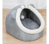 SilteD Cozy Plush Cat Bed Cute Lantern Shape Removable Washable Mat Indoor Semi-Enclosed Cat Nest for Kittens Puppies and Rabbits Non-Slip & Waterproof Bottom,D-27 * 30CM