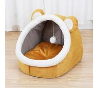 SilteD Cozy Plush Cat Bed Cute Lantern Shape Removable Washable Mat Indoor Semi-Enclosed Cat Nest for Kittens Puppies and Rabbits Non-Slip & Waterproof Bottom,F-35 * 48CM