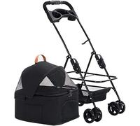 SilteD Detachable Jogging Pet Strollers for Small Medium Dogs/Cats Lightweight Dog Strollers Zipperless Entry Cat Stroller with Carrier Trolley (Color : Black)