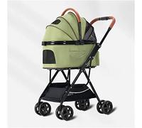 SilteD Dog and Cat Stroller Lightweight Folding Travel Cart Stroller Pet Stroller for Small Medium Dogs/Cats 4 Wheel Pet Carriage Separable Dogs Pram Stroller (Color : Green)