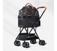 SilteD Dog and Cat Stroller Lightweight Folding Travel Cart Stroller Pet Stroller for Small Medium Dogs/Cats 4 Wheel Pet Carriage Separable Dogs Pram Stroller (Color : Starry Sky)