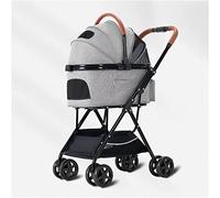 SilteD Dog and Cat Stroller Lightweight Folding Travel Cart Stroller Pet Stroller for Small Medium Dogs/Cats 4 Wheel Pet Carriage Separable Dogs Pram Stroller (Color : Gr-ay)