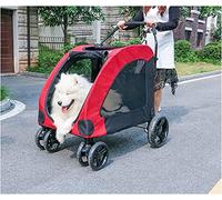 SilteD Dog Strollers Dog Pram Stroller Buggy with Wheels Large Pet Stroller Premium Heavy Duty Dog/cat/pet Dog Pram Travel Carriage Loading 50kg (Color : Red)