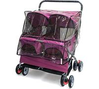 SilteD Double Dog Pet Strollers for Medium Small Dogs Pet Stroller Sleeping Nest Seater with Rain Cover Pet Cart Carrier Folding Travel Pushchairs (Color : Rose Red)