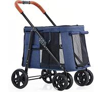 SilteD Foldable Carrier Strolling Cart Luxury Pet Stroller for Large Dogs Pet Pushchair 4 Wheel Pet Gear Pet Stroller for Cat, Dog and More (Color : Blue)