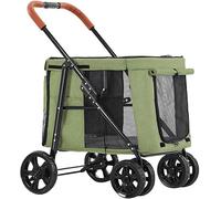SilteD Foldable Carrier Strolling Cart Luxury Pet Stroller for Large Dogs Pet Pushchair 4 Wheel Pet Gear Pet Stroller for Cat, Dog and More (Color : Green)