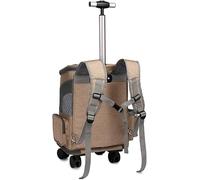 SilteD Folding Dog/Cat Carrier Backpacks With Wheels Pet Pram Transport Travel Box Stroller Breathable Puppy Bag Pushchair With Large Space (Color : Brown)