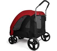 SilteD Heavy Duty Dog/Cat/Pet Stroller with Rain Cover Dog Strollers for Large Dogs Travel Carriage Pet Stroller Buggy with Oversized Wheels Within 50kg (Color : Red)