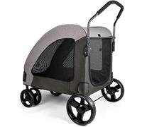 SilteD Heavy Duty Dog/Cat/Pet Stroller with Rain Cover Dog Strollers for Large Dogs Travel Carriage Pet Stroller Buggy with Oversized Wheels Within 50kg (Color : Gr-ay)