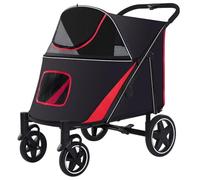 SilteD Large Dog Stroller Foldable Carrier Strolling Cart Luxury Large Dog Pram Strollers Premium Pet Pushchair 4 Wheel Pet Stroller for Cat, Dog and More (Color : A)