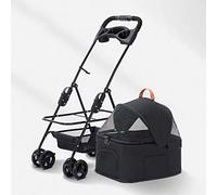 SilteD Lightweight Detachable Pet Strollers Zipperless Entry Cat/Dog Stroller with Detachable Carrier Trolley 4 360° Wheels for Small Medium Cats/dogs (Color : Black)