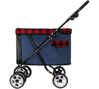 SilteD Lightweight Dog Pram Stroller Pet Strollers for Small Dogs Buggy 360° Smooth Front Wheel Cat Stroller with Wheels Easy to Fold Armrest 4speed Adjustment (Color : Dark Blue)