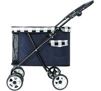 SilteD Lightweight Dog Pram Stroller Pet Strollers for Small Dogs Buggy 360° Smooth Front Wheel Cat Stroller with Wheels Easy to Fold Armrest 4speed Adjustment (Color : Black Blue)