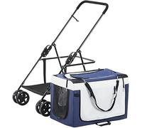 SilteD Lightweight Dog Stroller for 2 Dogs Cats Puppy&Kitten Breathable Pram Detachtable Pet Stroller Foldable Carrier Cart (Color : Blue)