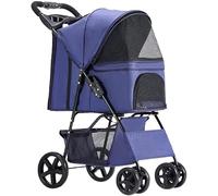SilteD Lightweight Pet Stroller for Small Medium Dogs& Cats Dog and Cat Stroller with Cup Holder Folding Pet Travel Cart Premium Cat Carriage Pushchair (Color : Blue)
