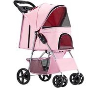 SilteD Lightweight Pet Stroller for Small Medium Dogs& Cats Dog and Cat Stroller with Cup Holder Folding Pet Travel Cart Premium Cat Carriage Pushchair (Color : Pink)