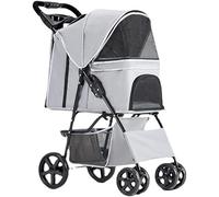 SilteD Lightweight Pet Stroller for Small Medium Dogs& Cats Dog and Cat Stroller with Cup Holder Folding Pet Travel Cart Premium Cat Carriage Pushchair (Color : Gray a)