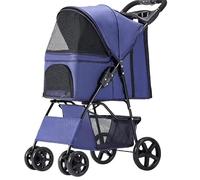 SilteD Lightweight Pet Stroller for Small Medium Dogs/Cats Folding Pet Travel Pram Cart Premium Dog Strollers Cat Carriage Pushchair (Color : Blue)