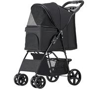 SilteD Lightweight Pet Stroller for Small Medium Dogs/Cats Folding Pet Travel Pram Cart Premium Dog Strollers Cat Carriage Pushchair (Color : Black)