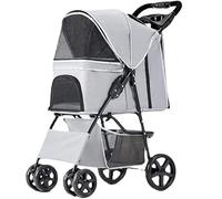 SilteD Lightweight Pet Stroller for Small Medium Dogs/Cats Folding Pet Travel Pram Cart Premium Dog Strollers Cat Carriage Pushchair (Color : Grey a)
